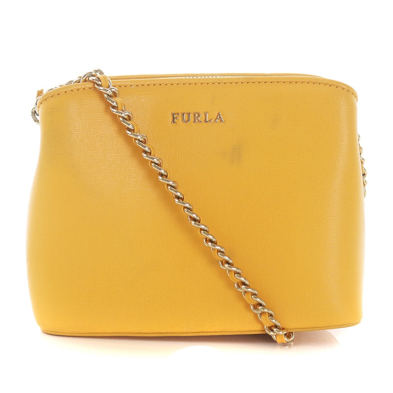 フルラ FURLA TESSA XS ショルダーバッグ レザー チェーン ロゴ 黄 