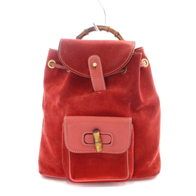 グッチ GUCCI ミニ リュックサック デイパック バンブー スエード 
