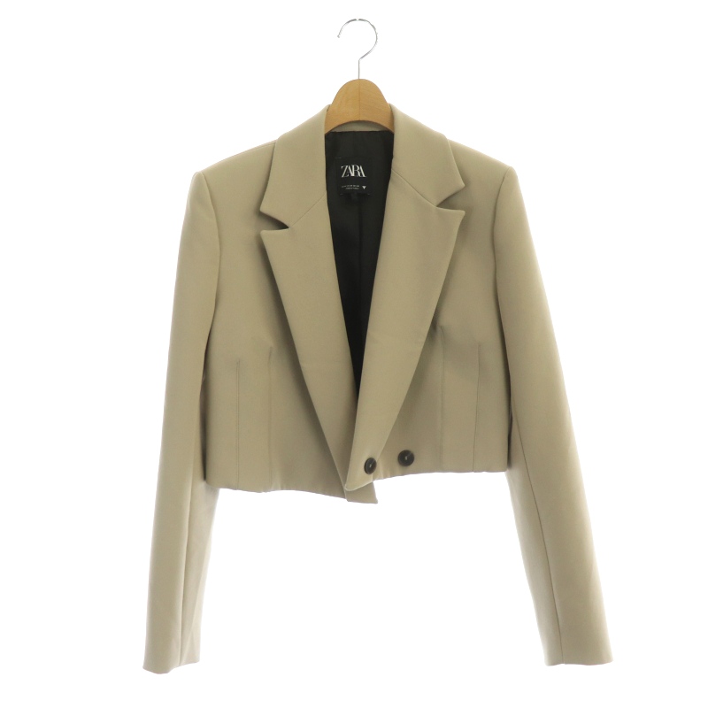 ザラ ZARA ショートジャケット アウター テーラード 総裏地 M ベージュ 