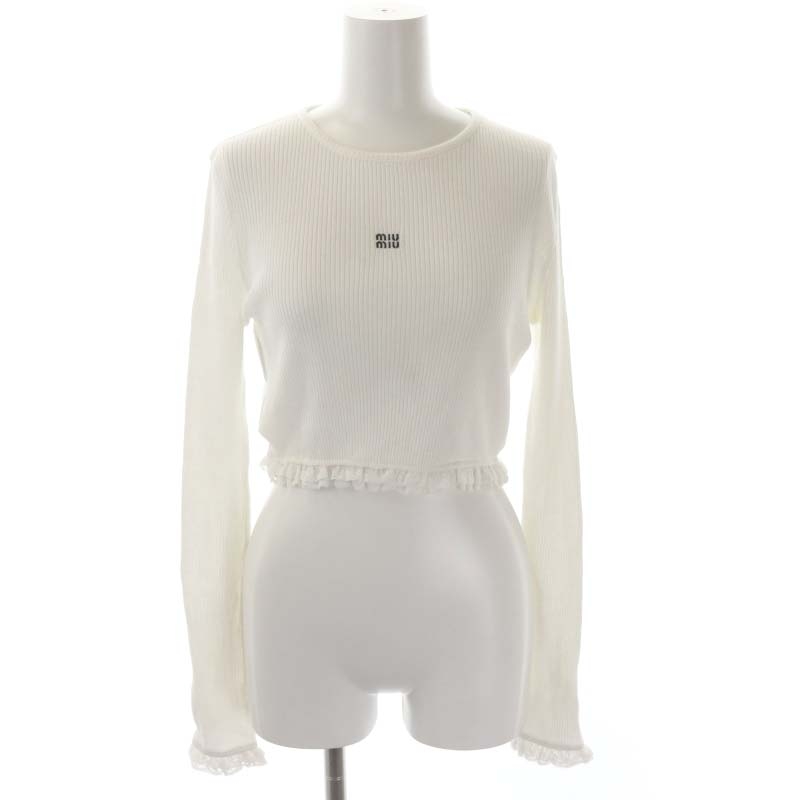 ミュウミュウ miumiu 22SS レースニット カットソー クロップド 長袖  