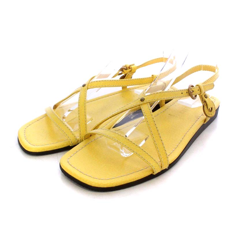 ミュウミュウ miumiu サンダル フラット ストラップ レザー 36 23cm 