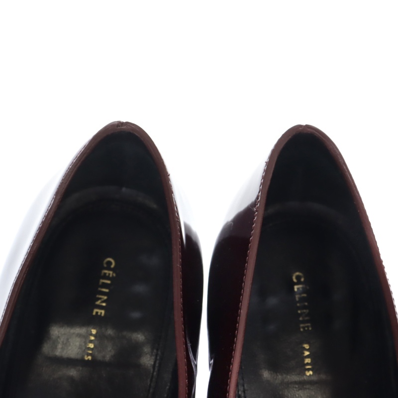 セリーヌ CELINE Vカットプレーンパンプス エナメルレザー
