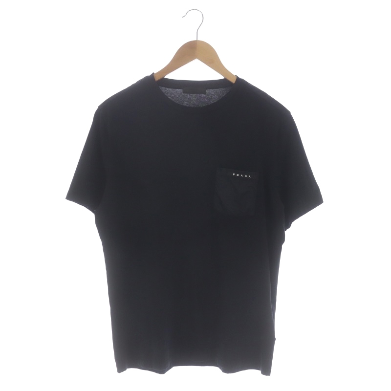 プラダ PRADA ラバー ポケット 半袖Tシャツ カットソー L 黒 ブラック 