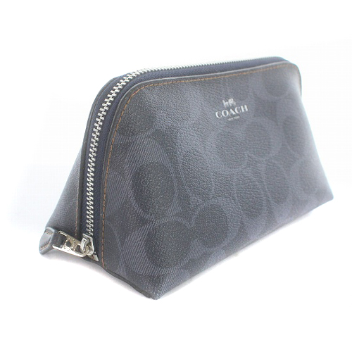 コーチ COACH シグネチャー PVC コスメポーチ 紺 ネイビー F57998 /SR9