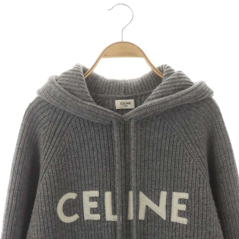 セリーヌ CELINE 21AW ロゴ ニットフーディ パーカー ウール 長袖 プル 
