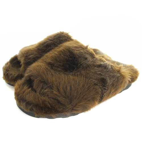 カミナンド caminando ファーサンダル ミュール 7 23.5-24cm 茶色  