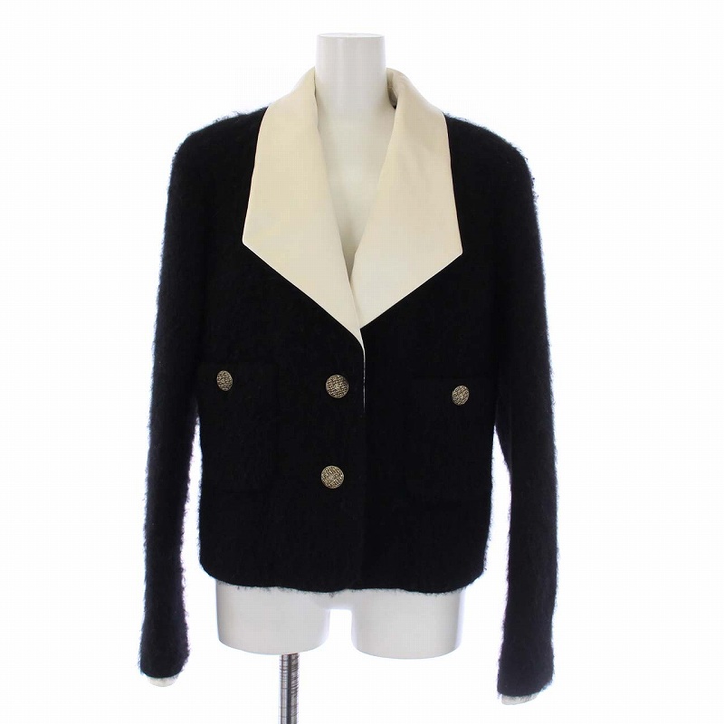 シャネル CHANEL 18AW カシミヤ バイカラージャケット ココボタン ココ 