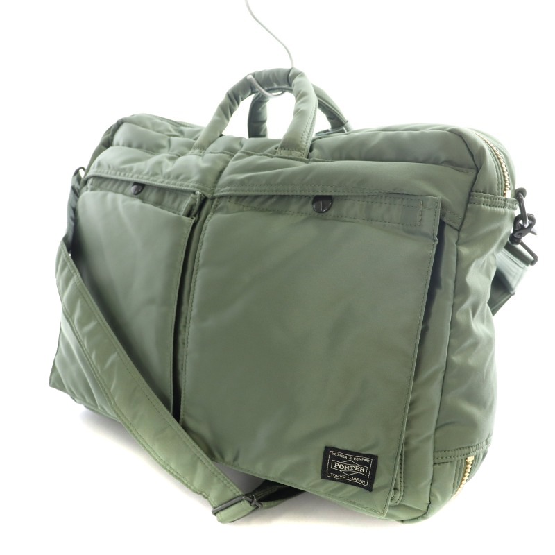 【美品】ポーター タンカー ビジネスバッグ ナイロン A4可 吉田カバン カーキ 美品☆訳あり』ポーター タンカー ブリーフケース ビジネスバッグ A4可