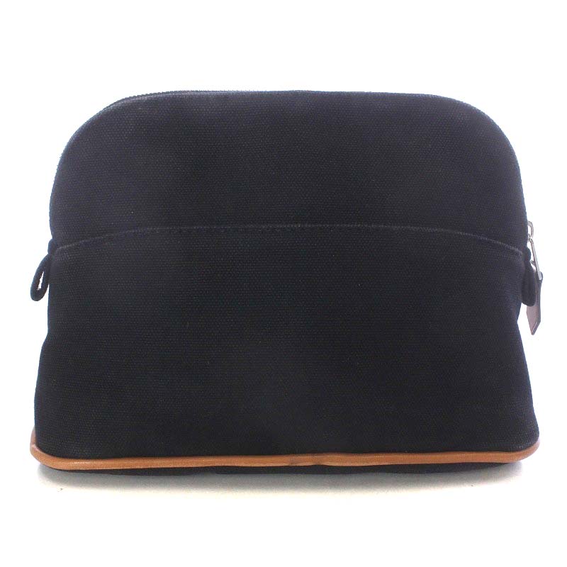 エルメス HERMES ボリード 20 ポーチ メイク 化粧 Hロゴ キャンバス 黒