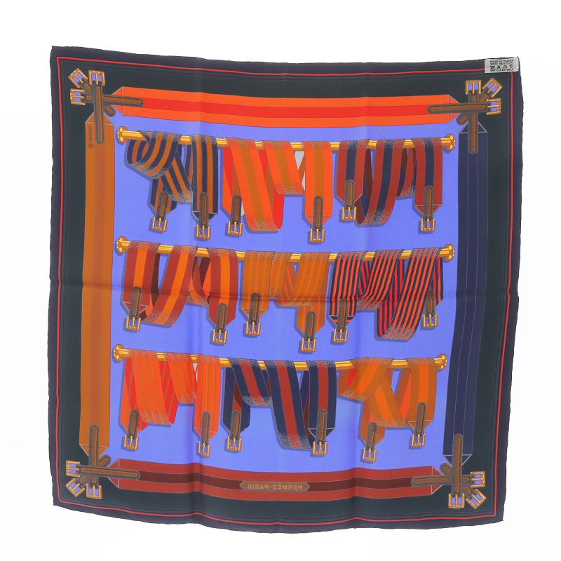 エルメス HERMES カレ45 LES SANGLESS スカーフ チーフ シルク ベルト