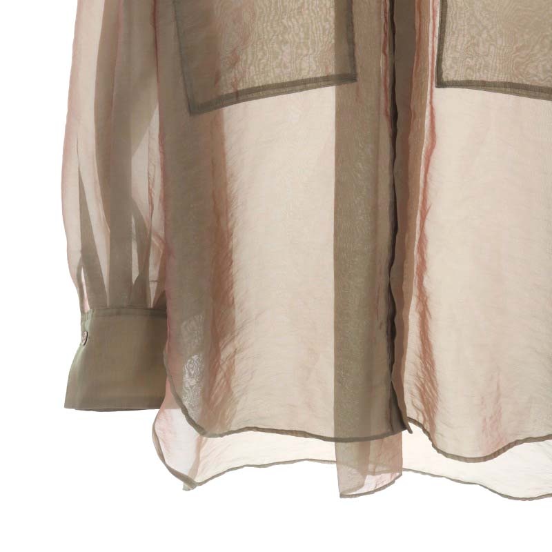 シティ CITY シアー シェイドカラー シャツ 前開き 長袖 バックタック  