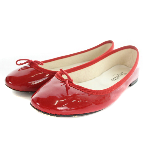 レペット Repetto パンプス エナメル バレエシューズ 37 赤 レッド 