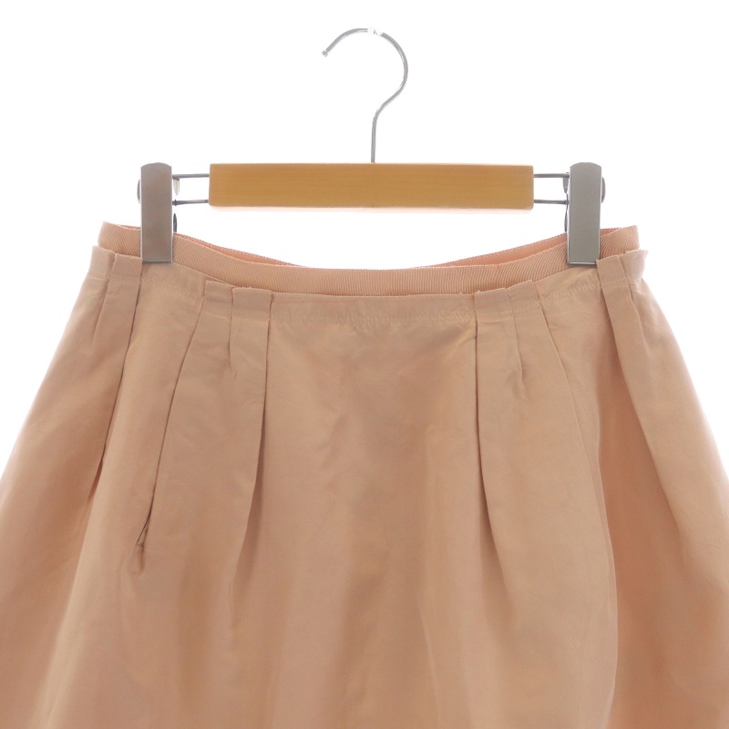 フォクシー FOXEY タックスカート フレア ひざ丈 シルク 40 サーモン  