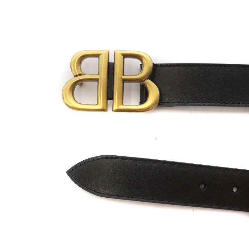 バレンシアガ BALENCIAGA GUCCI BBベルト レザー 黒 ブラック ゴールド  