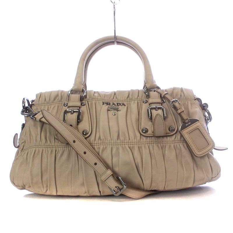 プラダ PRADA ナッパ ギャザー NAPPA GAUFRE ハンドバッグ ショルダー 