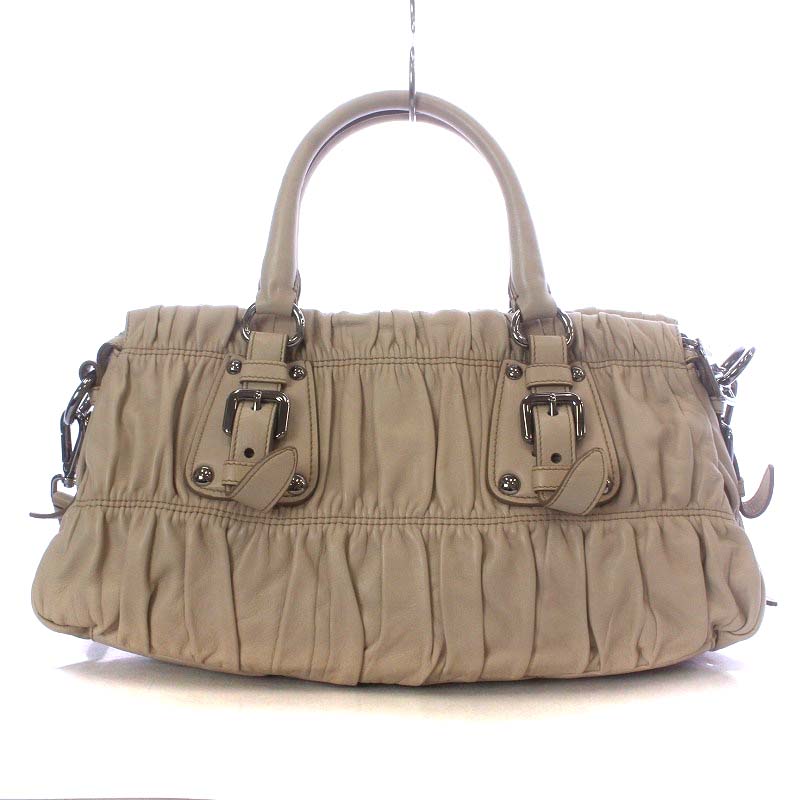 プラダ PRADA ナッパ ギャザー NAPPA GAUFRE ハンドバッグ ショルダー 