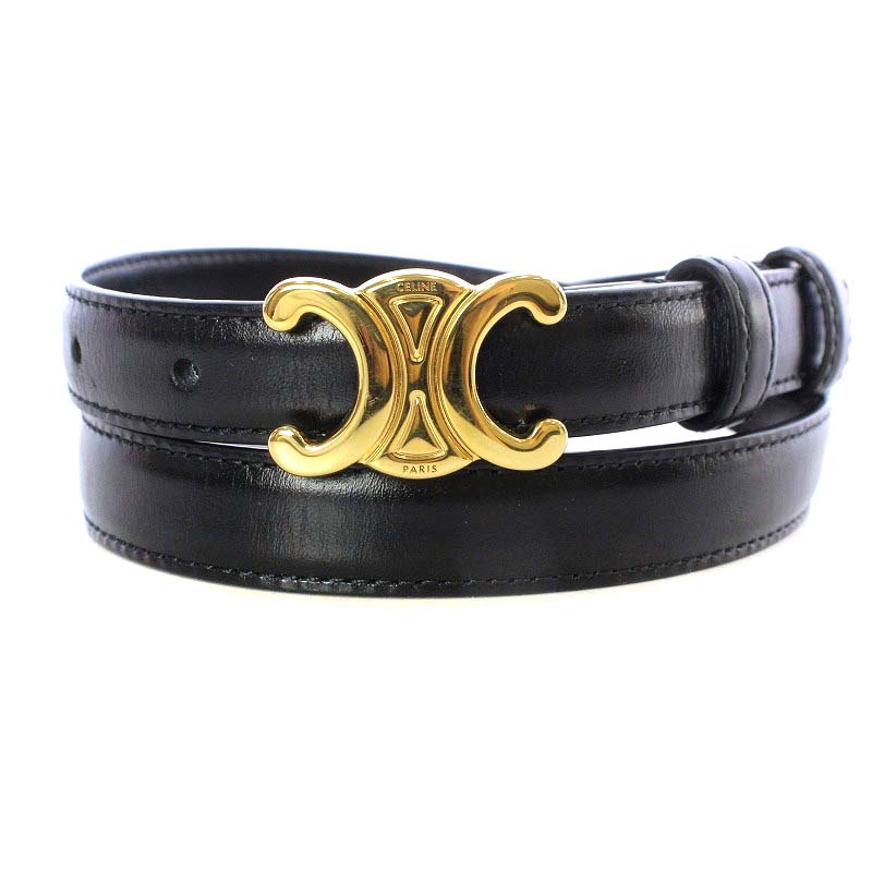 セリーヌ CELINE スモール トリオンフ ベルト トリヨンレザー 70 黒  
