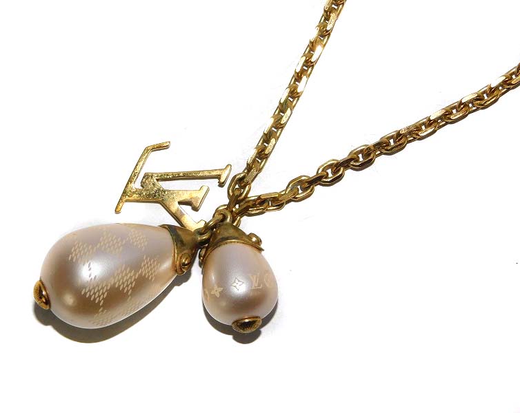 ルイヴィトン LOUIS VUITTON パンダンティフ ダミエ パール ネックレス 