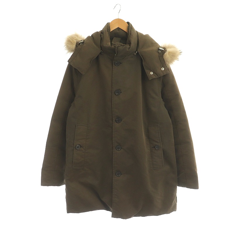 モンクレール MONCLER 茶タグ ファー付ダウンコート アウター ミドル丈 