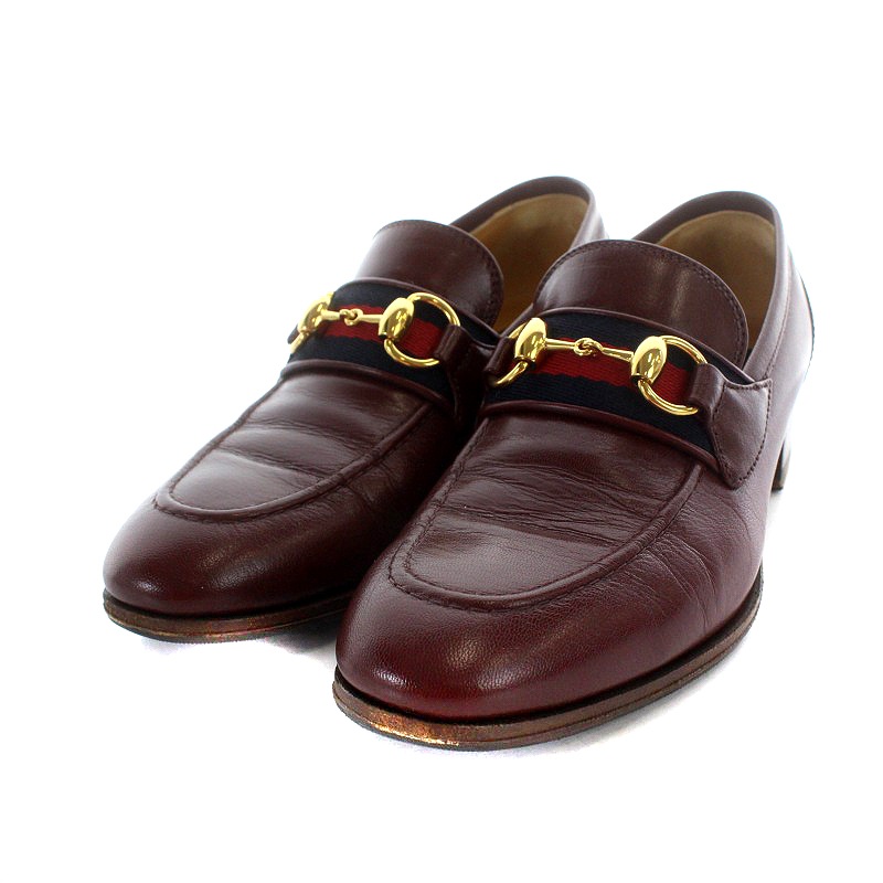 GUCCI ローファー 赤・茶色 中ヒール ローファー GUCCI 茶色 22.5 【公式通販】