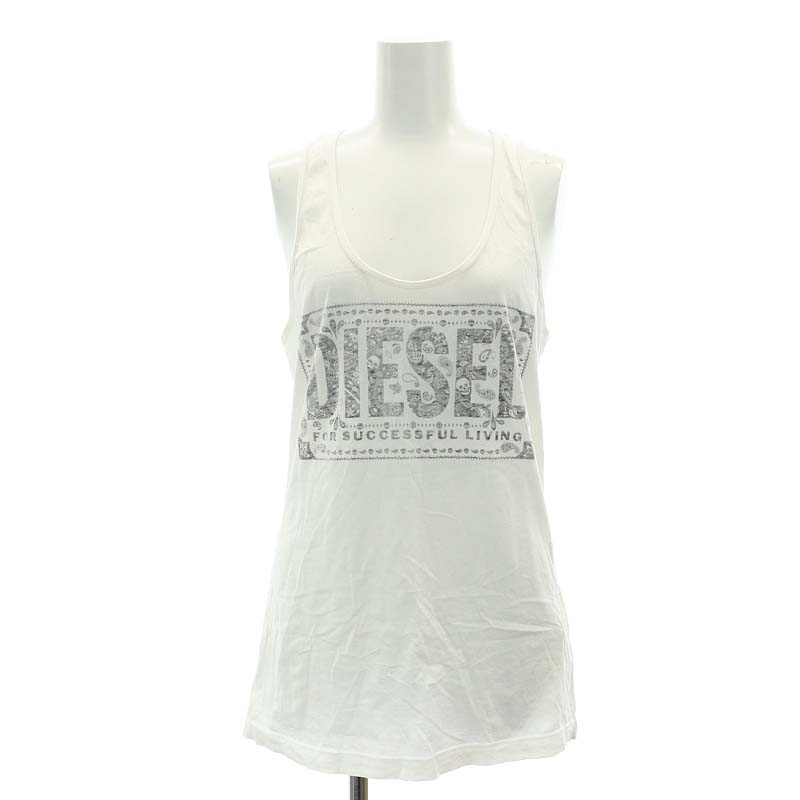 DIESEL ホワイト タンクトップ M ディーゼルノースリーブトップス