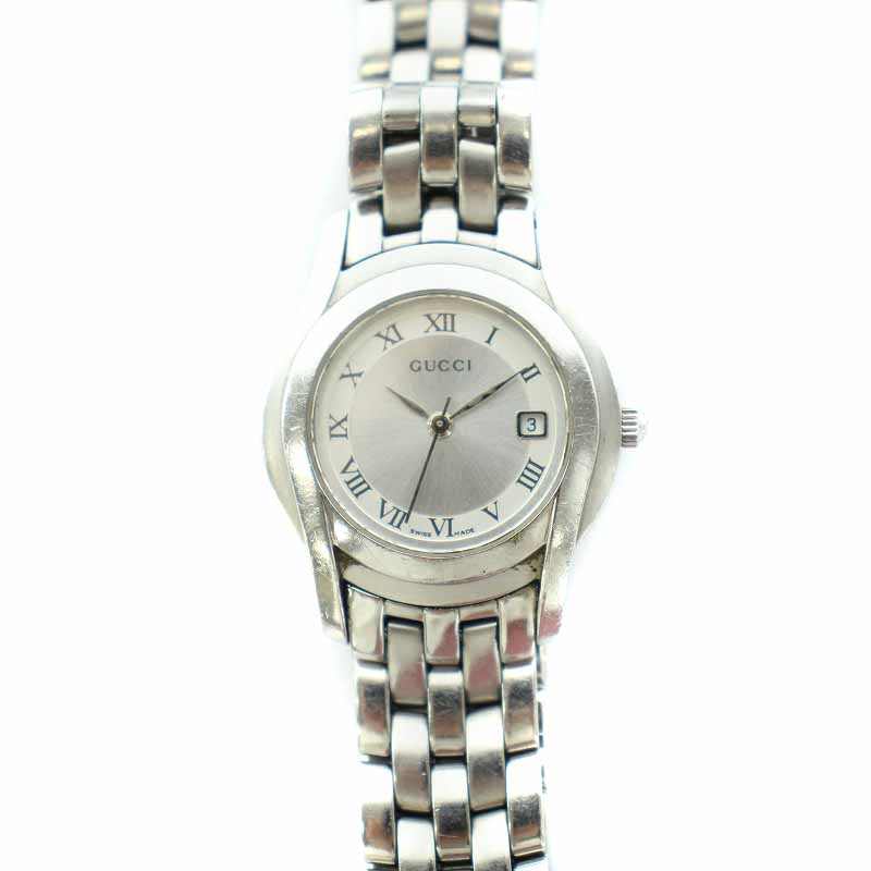 グッチ GUCCI 腕時計 クォーツ アナログ 3針 カレンダー シルバー色  