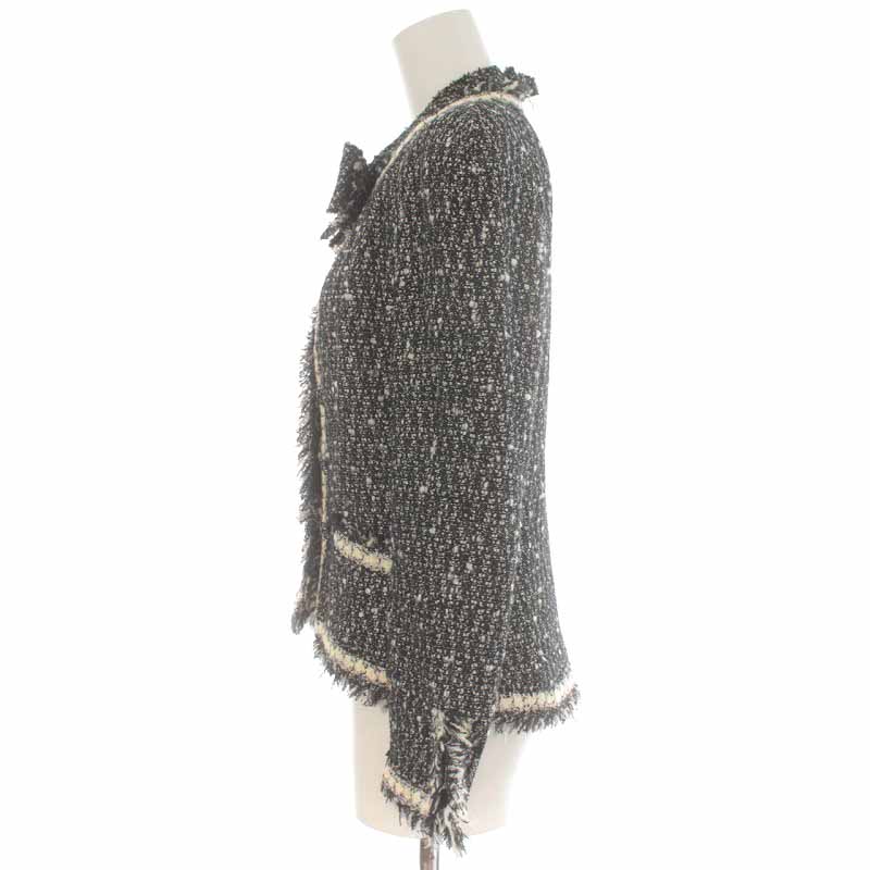 シャネル CHANEL ツイードジャケット ノーカラージャケット ウール混  