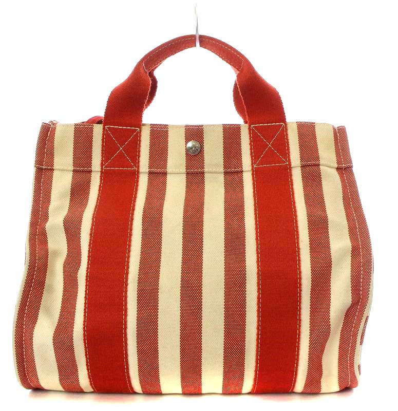 エルメス HERMES カンヌPM トートバッグ ハンドバッグ ストライプ 