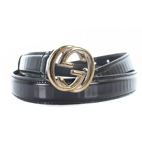 グッチ GUCCI GG インターロッキング レザー ベルト 75・30 黒 
