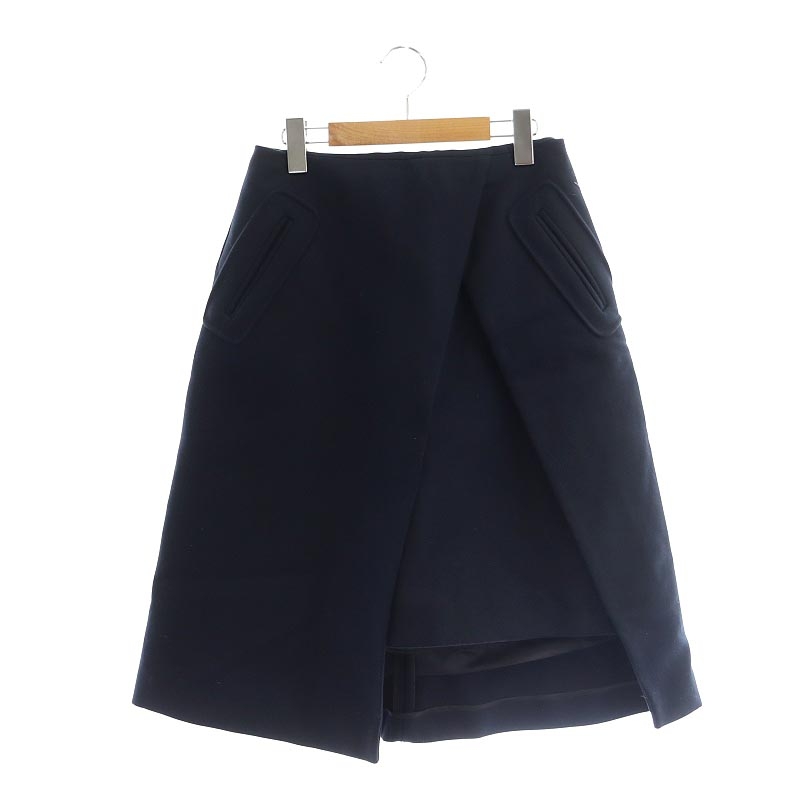 アディアム ADEAM スカート ロング ミモレ丈 フレア ラップ調 4 濃紺  