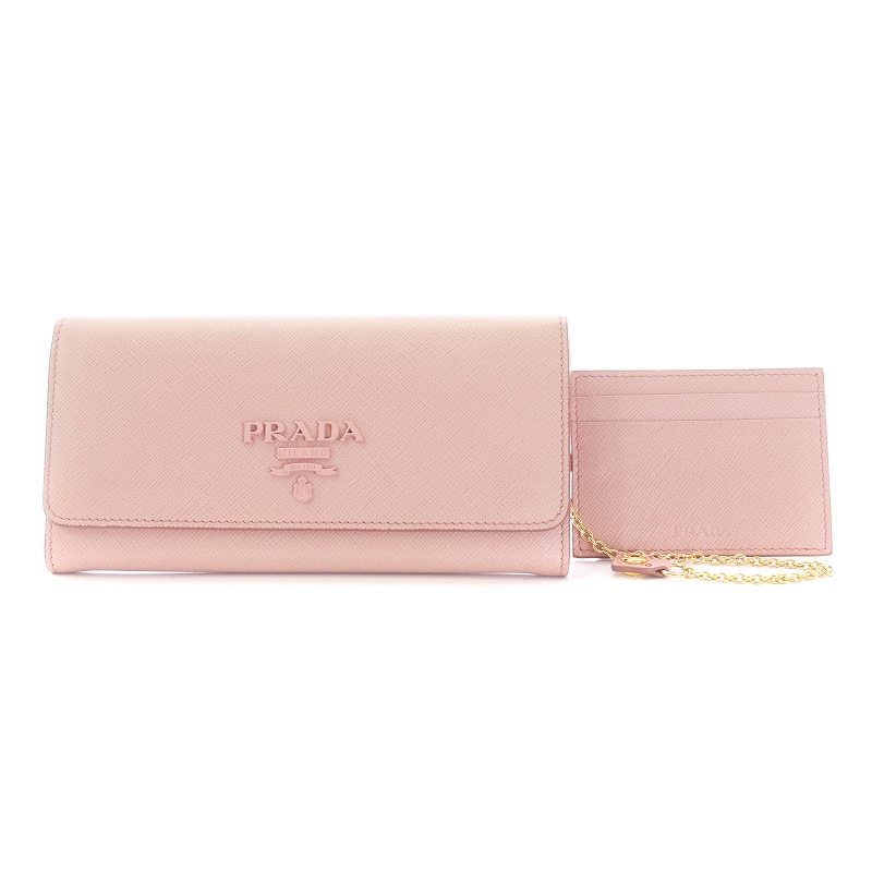 プラダ PRADA SAFFIANO SHINE 二つ折り長財布 パスケース 2点セット 