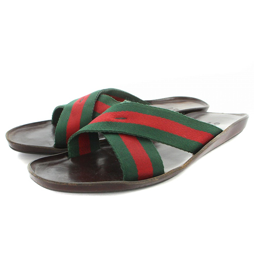 グッチ サンダル シェリーライン 茶 26.5cm