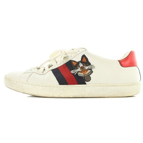 グッチ GUCCI エースエンブロイダリー スニーカー ロゴ 37 24cm 白 