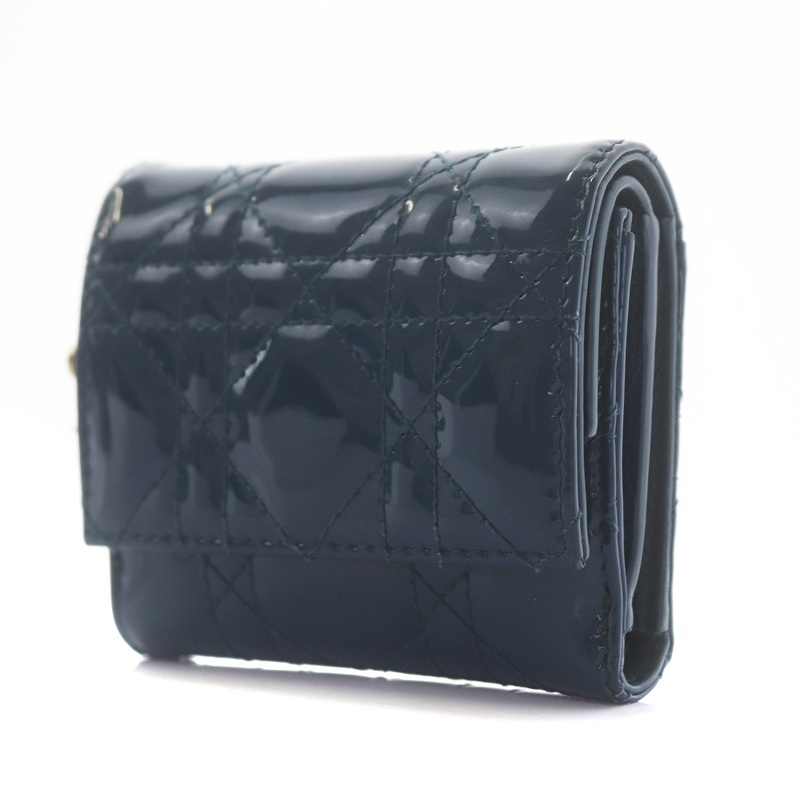 LADY DIOR ロータスウォレット カナージュ パテントカーフスキン