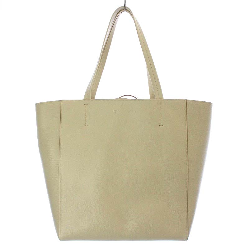CELINE 現行ロゴ カバファントム ミディアム トートバッグ レザー 白系 CELINE 現行ロゴ カバファントム ミディアム トートバッグ レザー 白系