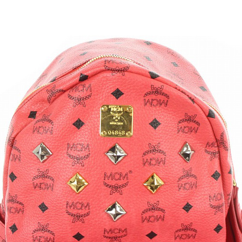 エムシーエム MCM ヴィセトス柄 スタッズ リュックサック ロゴ ピンク 