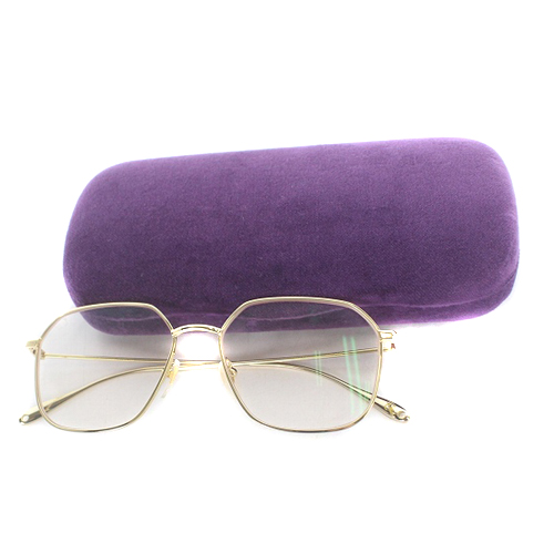 グッチ GUCCI メタルフレーム メガネ 眼鏡 度入り 54□16 145 ゴールド