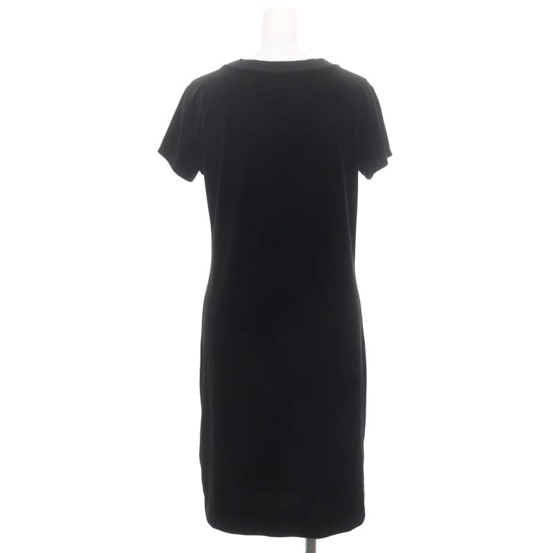 グッチ GUCCI ベロア ワンピース 膝丈 半袖 ロゴプレート S 黒 