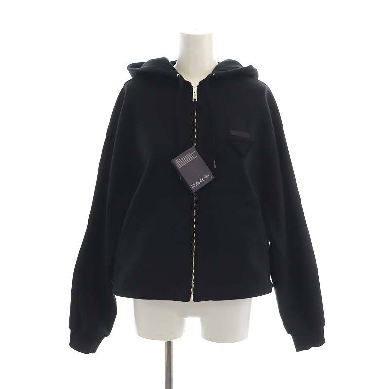 プラダ PRADA 21AW トライアングルクロップド ジップアップパーカー  