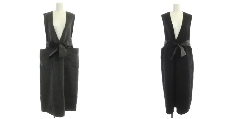 ドゥロワー Drawer ウールリバーVネックノースリーブワンピース  