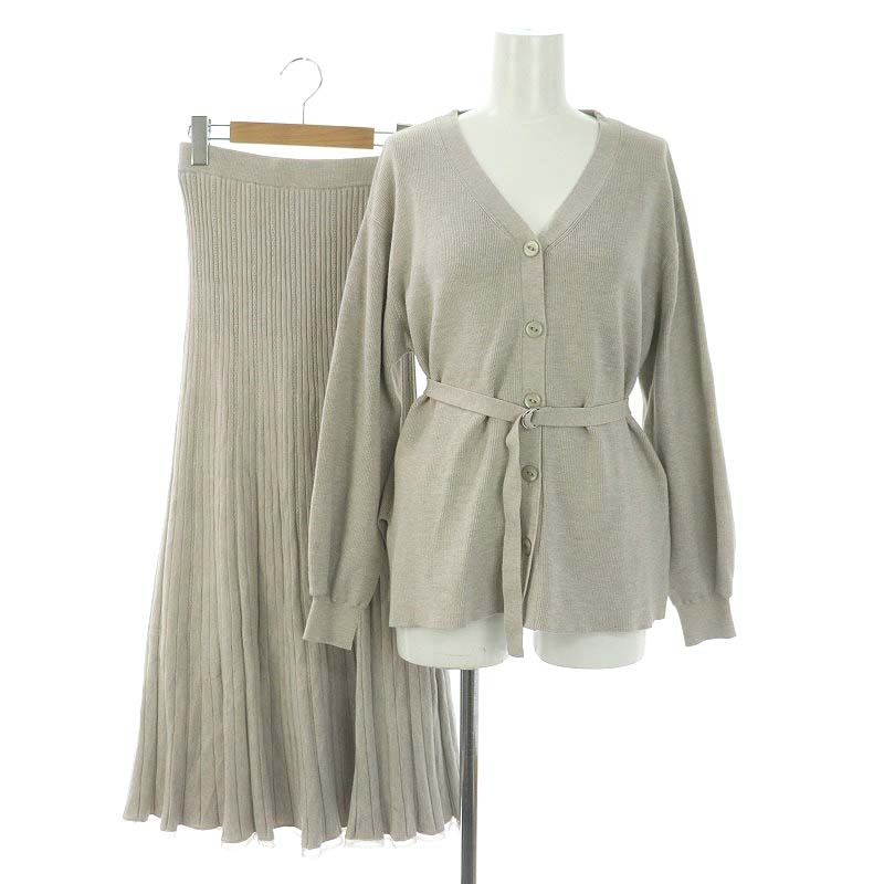 ジャスグリッティー JUSGLITTY ベルト付ニットカーデ×スカート  