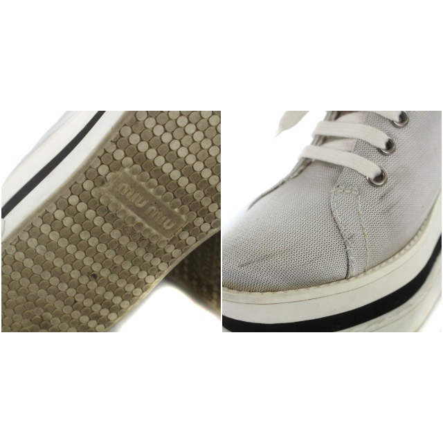 ミュウミュウ miumiu スニーカー プラットフォーム 34.5 21.5cm グレー  