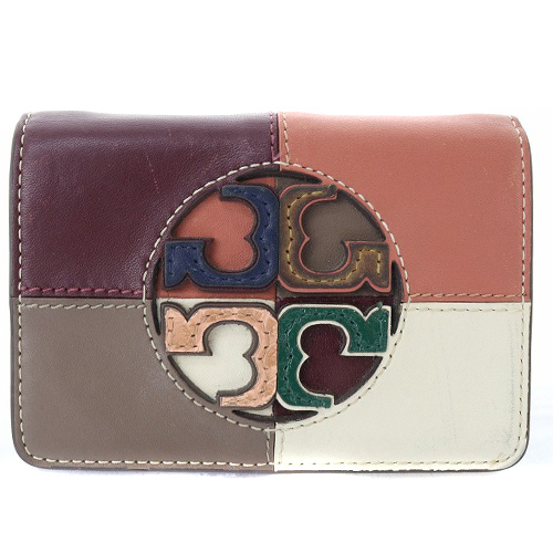 トリーバーチ TORY BURCH 三つ折り財布 ロゴ ステッチ レザー マルチ 