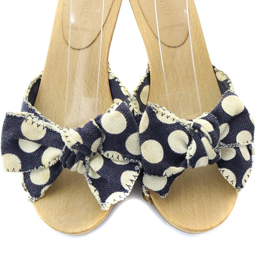 ミュウミュウ miumiu ヒール サンダル ドット柄 水玉 ミュール 36 23cm 