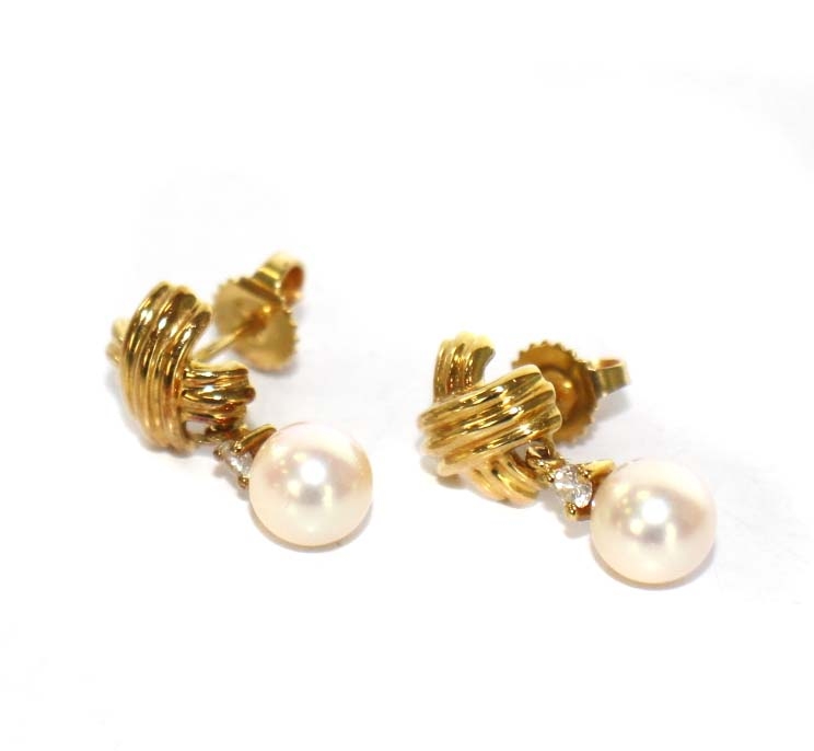 ティファニー TIFFANY & CO. シグネチャー パール ダイヤ ピアスK18  