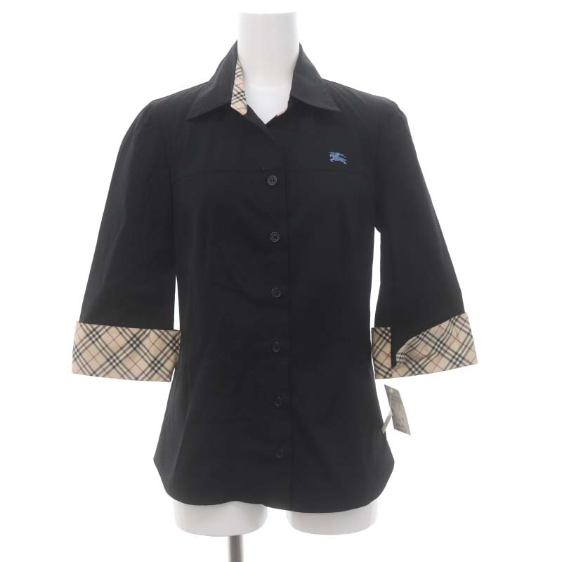 BURBERRY BLUE LABEL ノバチェックリボン 長袖 黒 38 バーバリーブルーレーベル BURBERRY BLUE LABEL ノバチェック