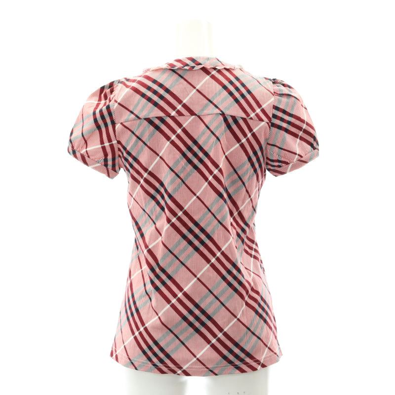 バーバリーブルーレーベル半袖シャツブラウスフリルチェックピンク38／M
