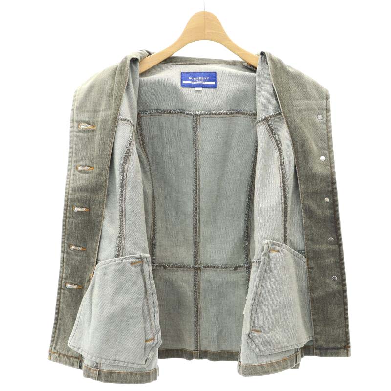 バーバリーブルーレーベル　デニムジャケット　デニムブルゾン　ウォッシュ加工　M BURBERRY バーバリー ブルーレーベル デニム ジャケット
