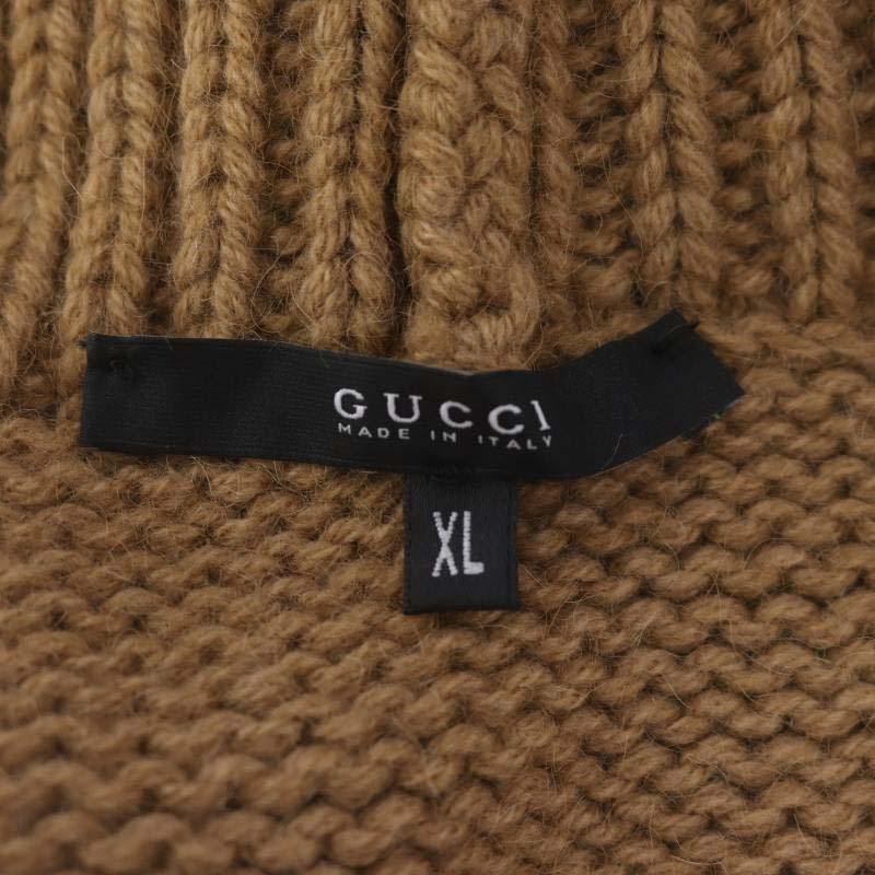 グッチ GUCCI GGロゴ タートルネック キャメル ニット ケープ ポンチョ 