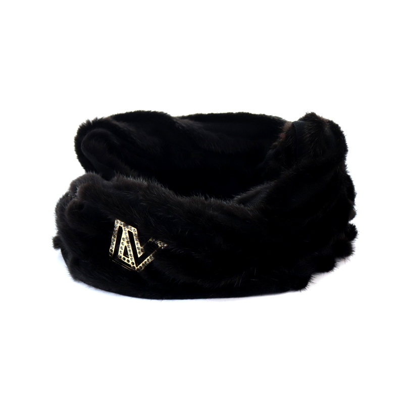 ルイヴィトン LOUIS VUITTON スヌードディーバ マフラー ミンク 黒  